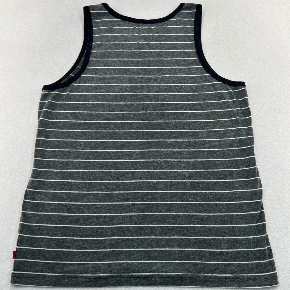 Levis Mens Striped Tank Top Gray White Sleeveless Ringer Shirt Large L 117500